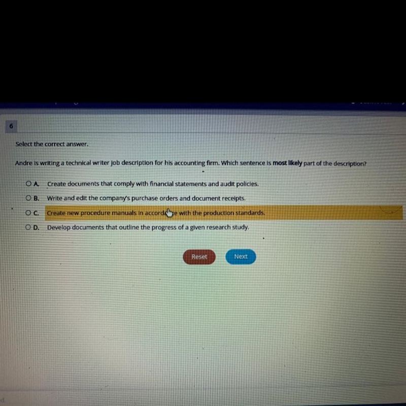 Select the correct answer. Andre is writing a technical writer job description for-example-1