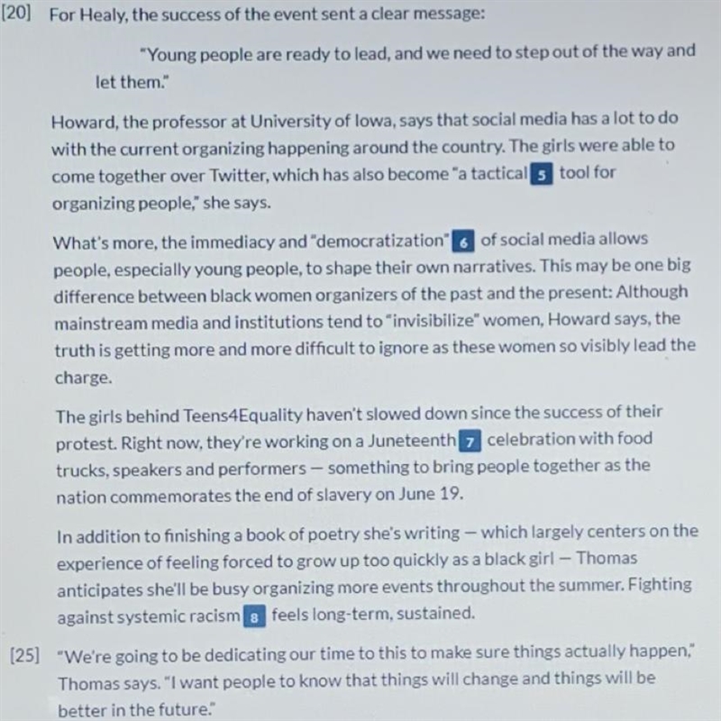 Which detail from paragraphs 22-25 best supports the concept of the "democratization-example-1