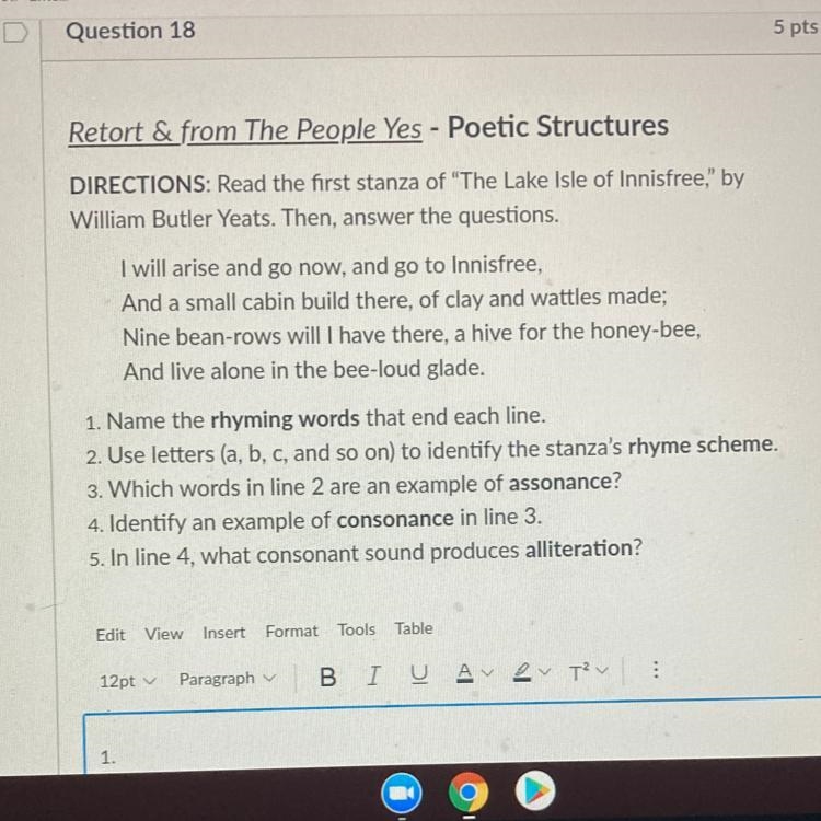 Retort & from The People Yes - Poetic Structures DIRECTIONS: Read the first stanza-example-1