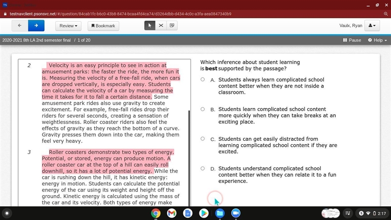 Amusement parks Physics by Sereen Jouda. Which inference abut students learing is-example-2