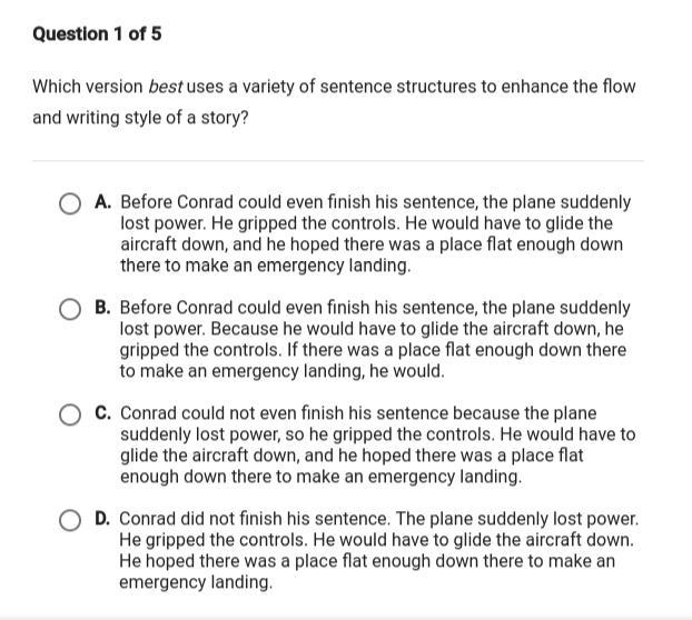 Which version best uses a variety of sentence structures to enhance the flow and writing-example-1