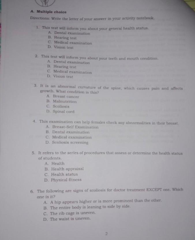 WHAT I KNOW A.Multiple choice Directions:Write the letter of ur ans n ur activity-example-1