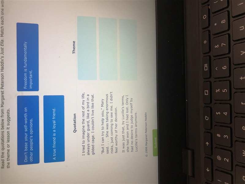 Match each one with the theme or lesson it suggests-example-1