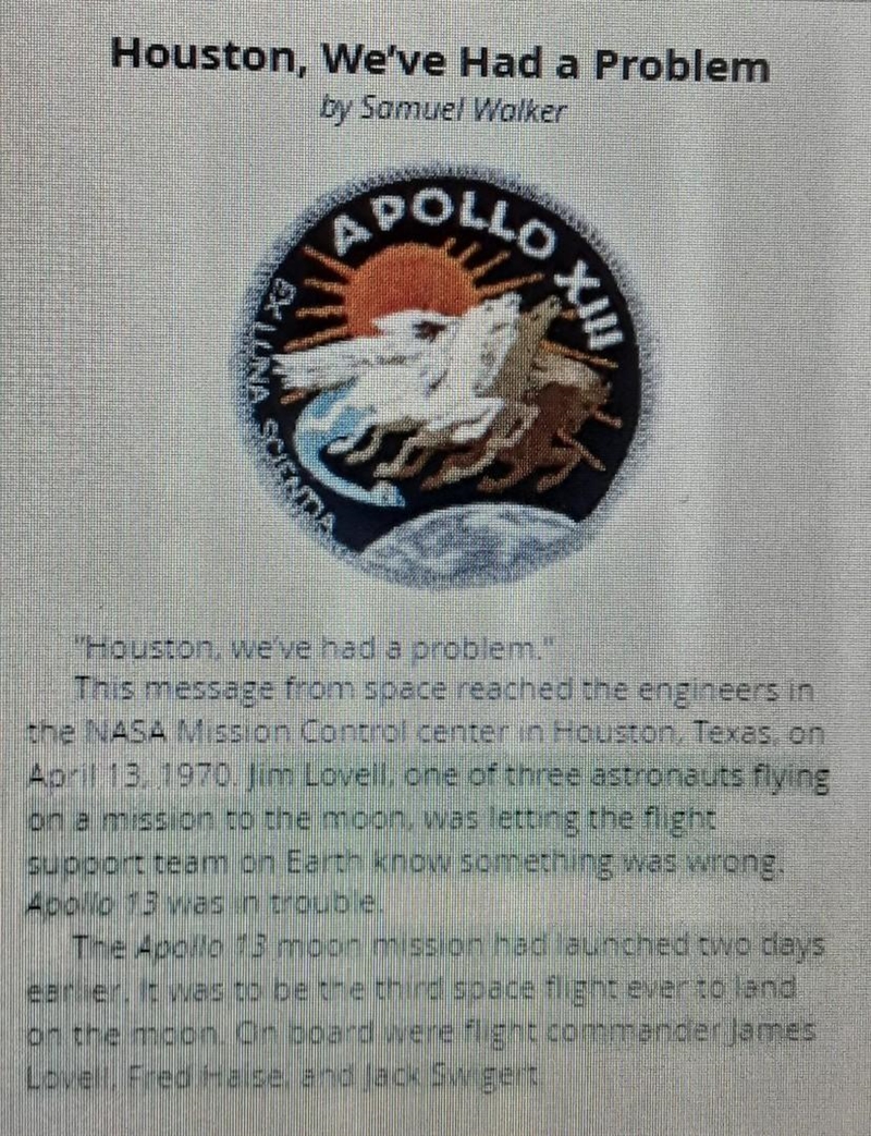 Select the highlighted text that tells what Lovell needed to tell Mission Control-example-1