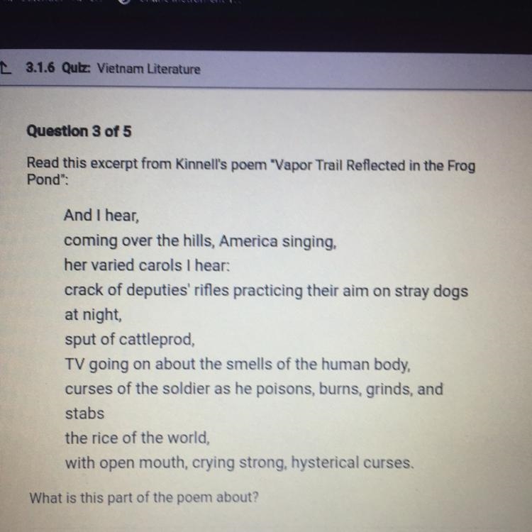 What is this part of the poem about? O A. Tadpoles who may never grow into frogs O-example-1