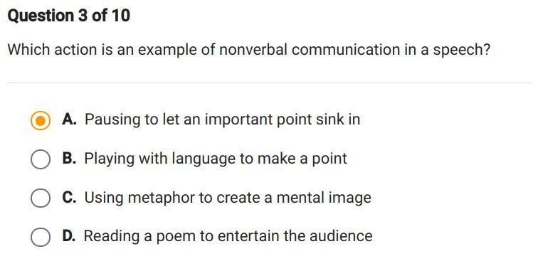 PLEASE HELP!!!! 19 POINTS!!!! Which action is an example of nonverbal communication-example-1