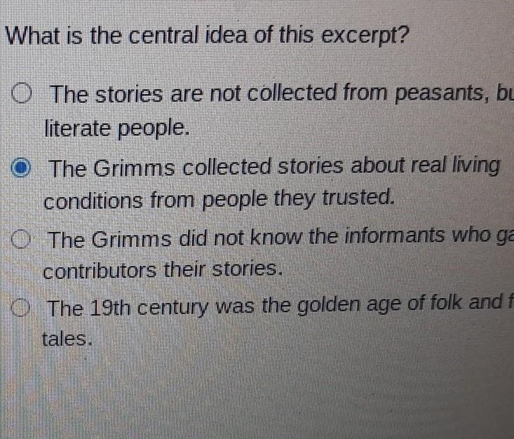 What is the central idea of this excerpt? from how the grimm brothers saved the Fairy-example-1