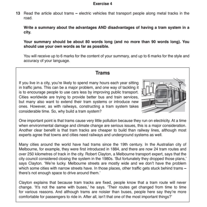 Write a summary about the advantages and disadvantages of having a tram system in-example-1