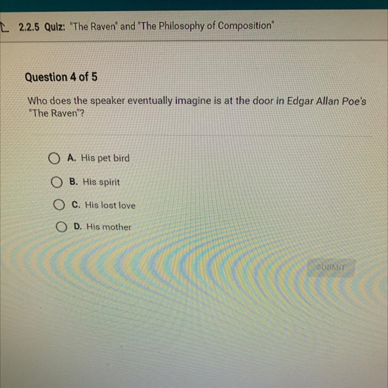 Who does the speaker eventually imagine is at the door-example-1