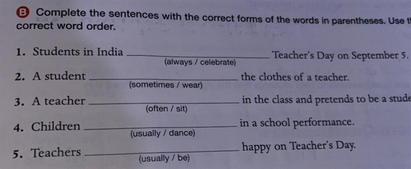 Complete the sentences with the correct forms of the words in parentheses. Use t correct-example-1