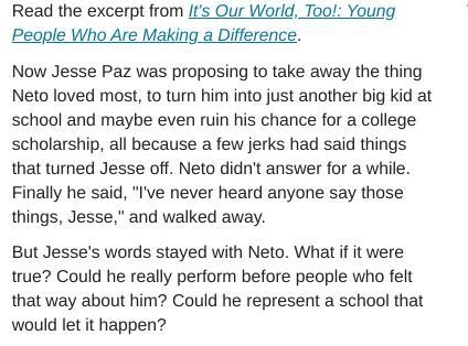 HELP IM BEGGING What detail from the excerpt causes Neto’s conflict? A.) He is worried-example-1