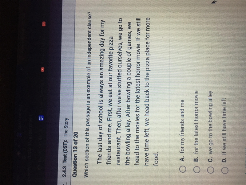 Which section of this passage isn’t an example of an independent clause-example-1