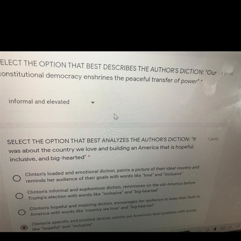 Answer the question in the top is informal and elevated, simple and concrete , denotative-example-1