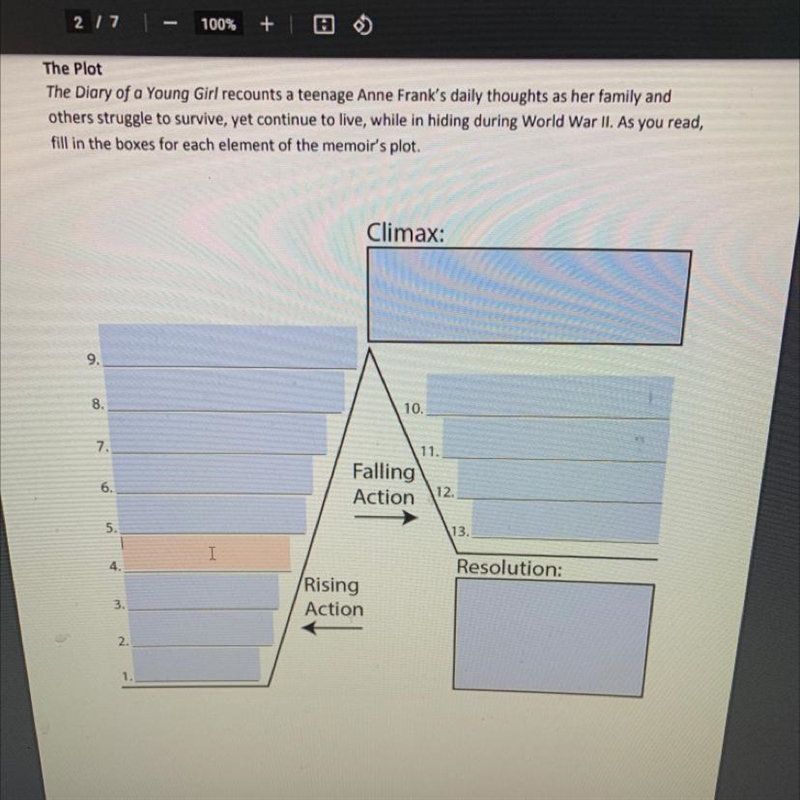 Rising action climax falling action and resolution of the dairy of anne frank-example-1