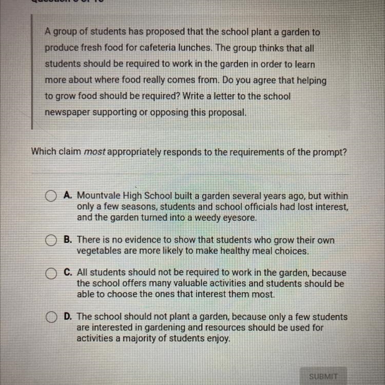 A group of students has proposed that the school plant a garden to produce fresh food-example-1