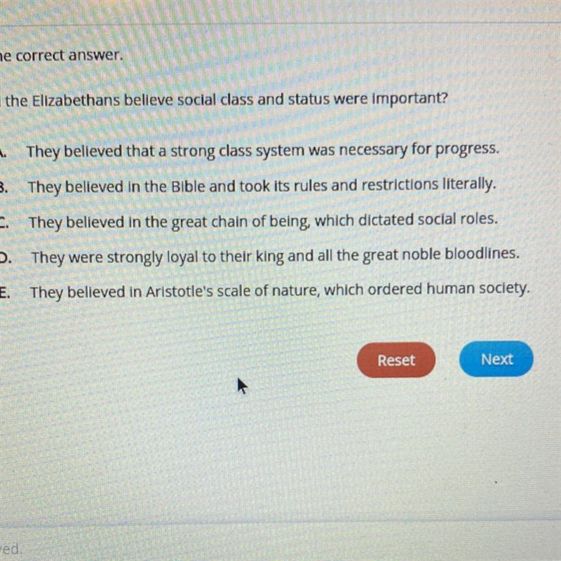 Why did the Elizabethans believe social class and status were important?-example-1