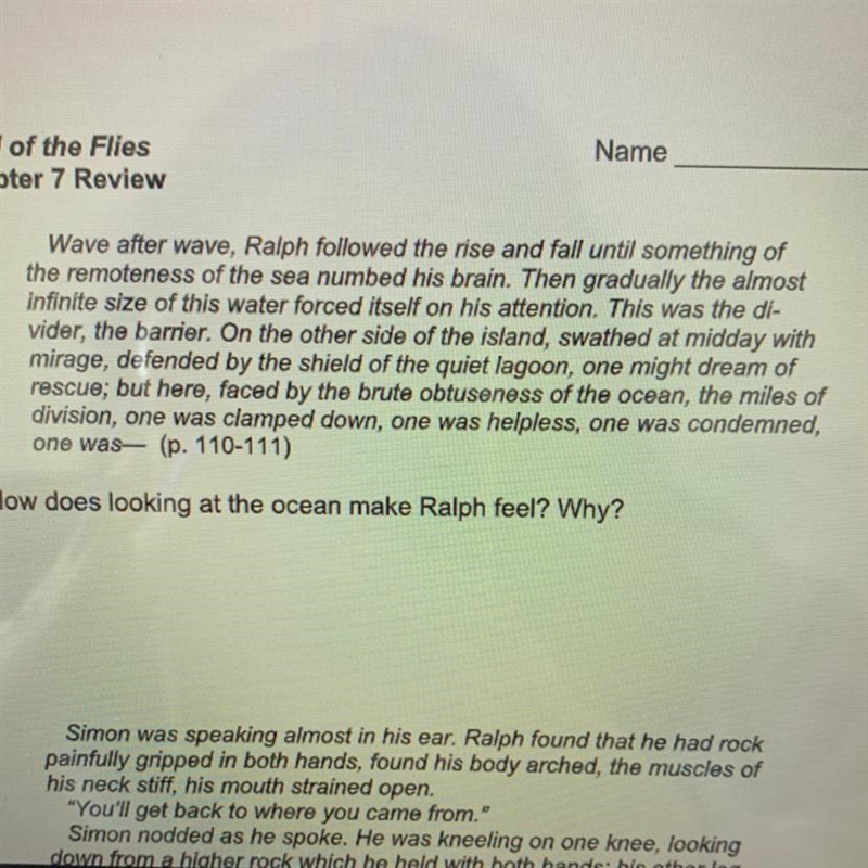 How does looking at the ocean make Ralph feel? Why? Lord of the flies chapter 7 I-example-1