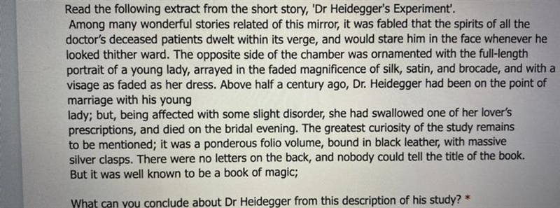 What can you conclude about dr heidegger from this description of his studdy-example-1