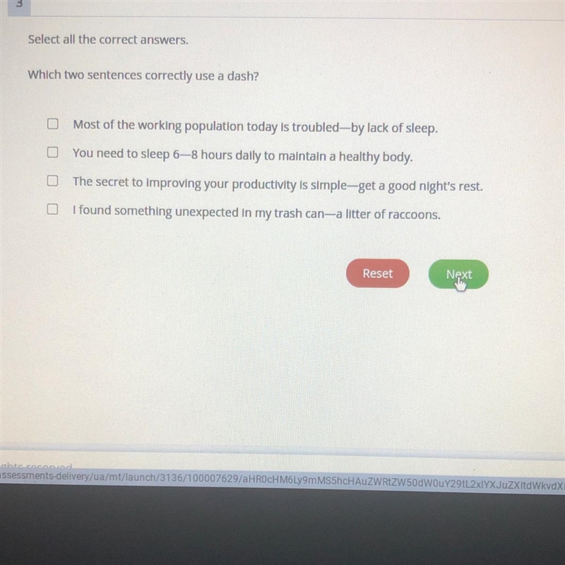 Which two sentences correctly use a dash?-example-1