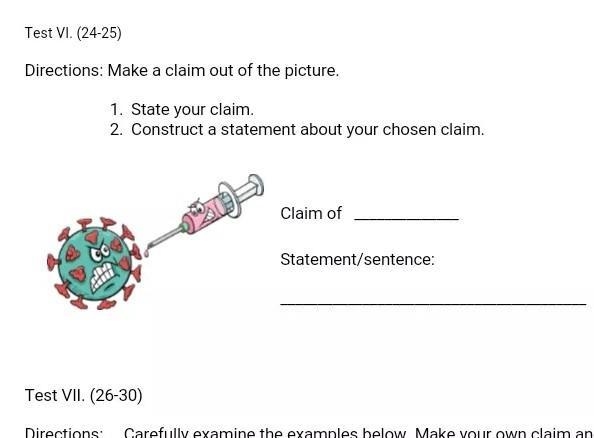 Make a claim out of the picture 1.state your claim 2.Construct a statement about you-example-1