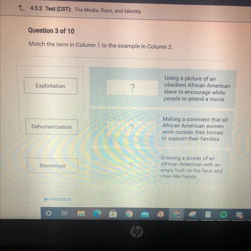 Match the term in Column 1 to the example in Column 2.-example-1