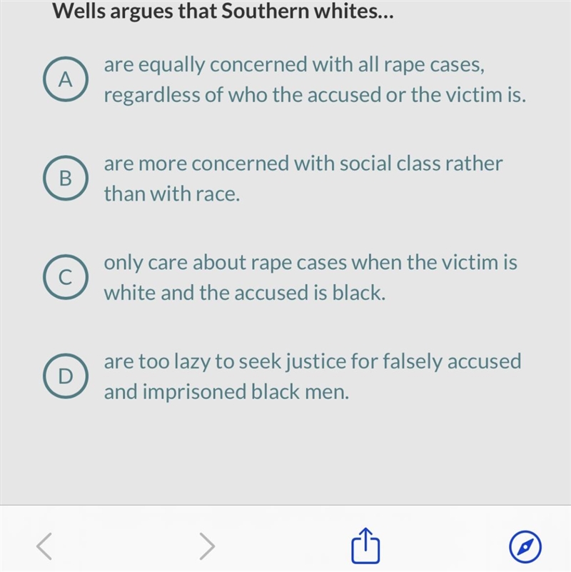 Wells argues that Southern whites...-example-1