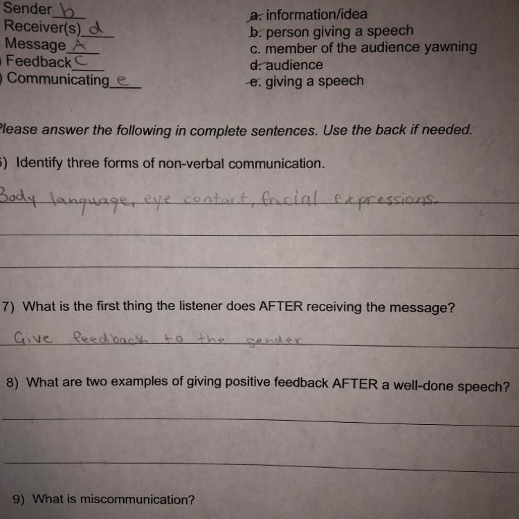 What are two examples of giving positive feedback AFTER a well-done speech? it’s number-example-1