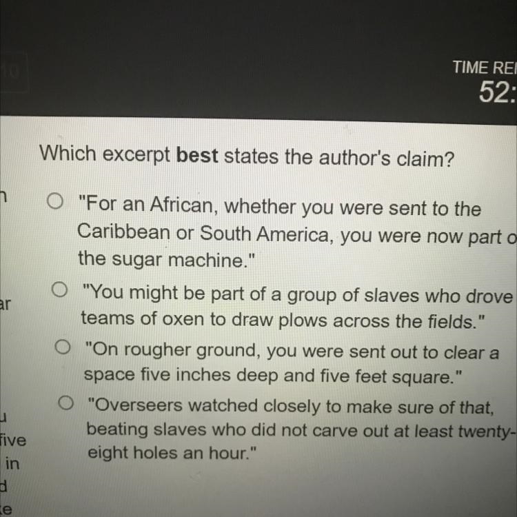 Which excerpt best states the author's claim? Sugar ?-example-1