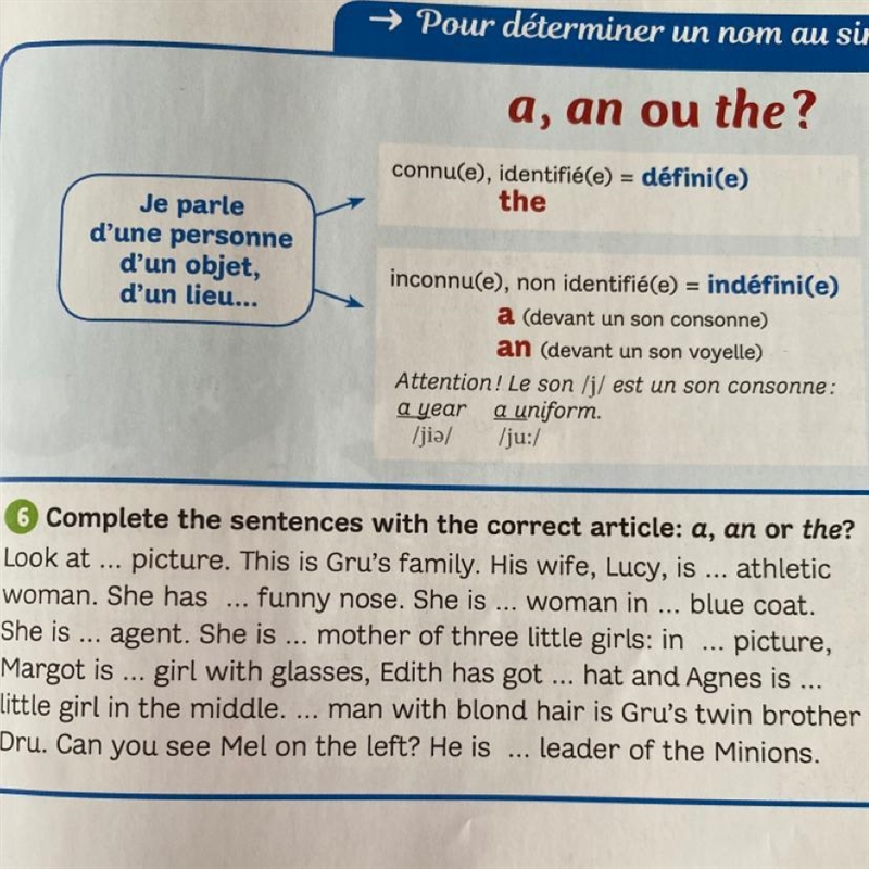 Bonjour, Pouvez-vous m’aider s’il vous plaît ? Merci 6 Complete the sentences with-example-1