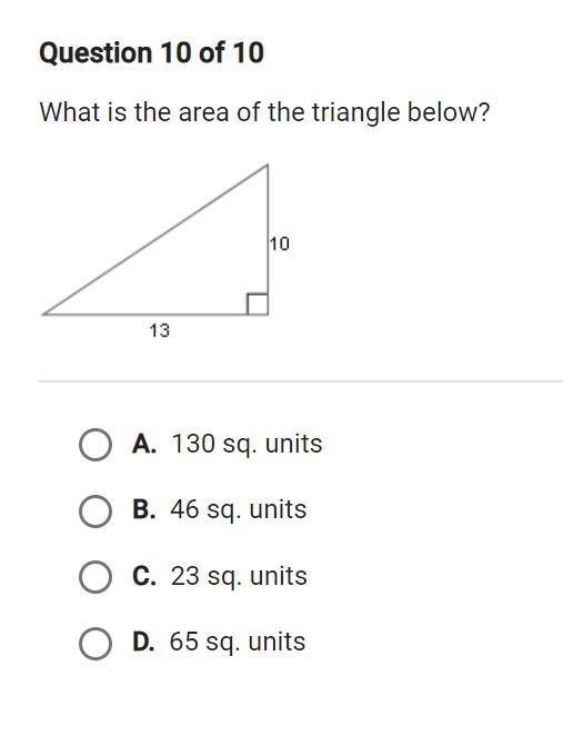 PLS HELP ASAP! What is the area of the triangle below?-example-1