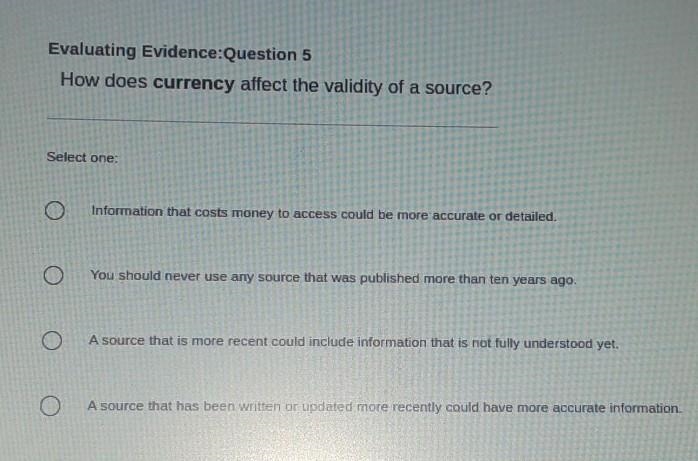 How does currency affect the validity of a source?​-example-1