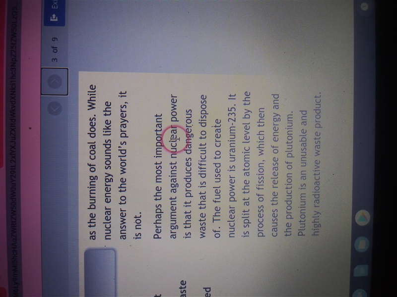 What is the topic of this passage? A. The advantage and disadvantage of nuclear energy-example-2