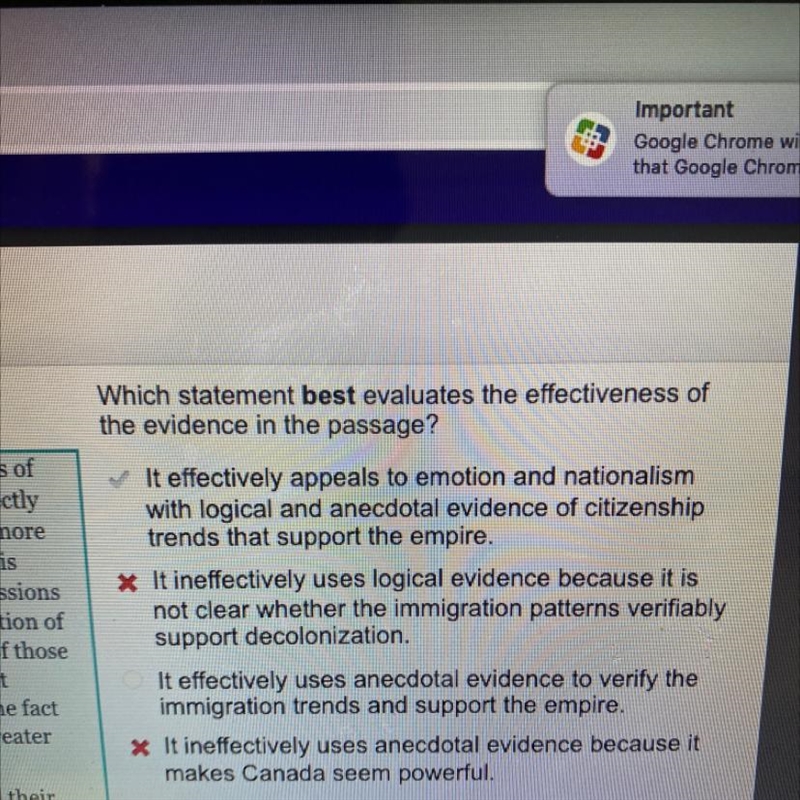 Which statement best evaluates the effectiveness of the evidence in the passage? O-example-1