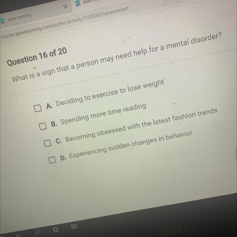 What is a sign that a person may need help for a mental disorder ?-example-1