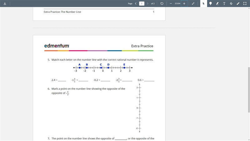 Match each letter on the number line with the correct rational number it represents-example-1