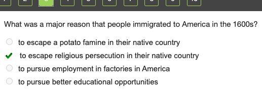 What was a major reason that people immigration to America in the 1600s?-example-1