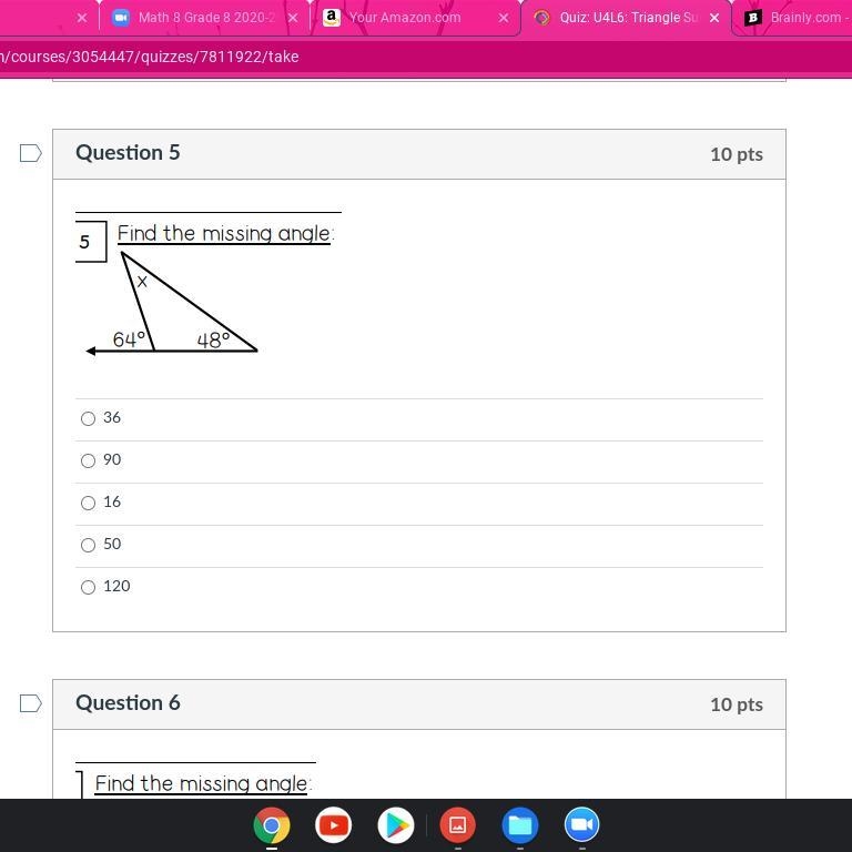 How do I solve X+48+64 for a triangle-example-1