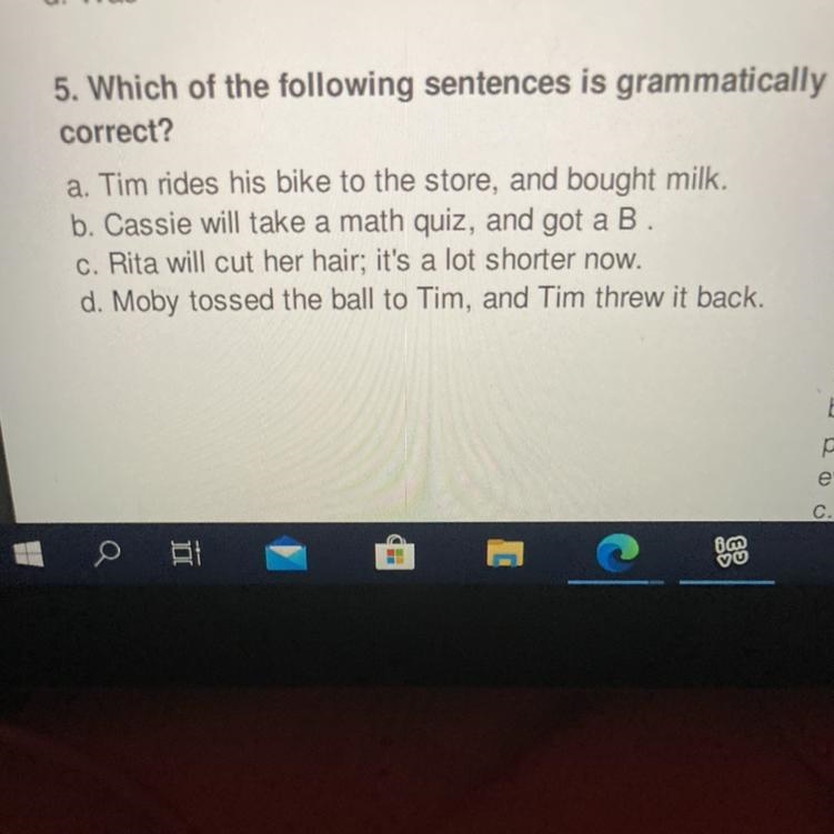 5. Which of the following sentences is grammatically correct?Plss helpp!!-example-1