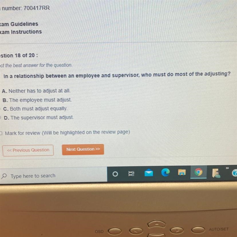 In a relationship between and employee and a supervisor, who must do most of the adjusting-example-1