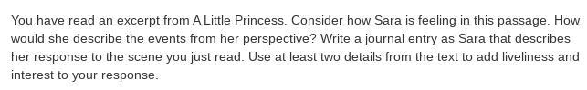 You have read an excerpt from A Little Princess. Consider how Sara is feeling in this-example-1