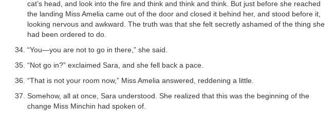 You have read an excerpt from A Little Princess. Consider how Sara is feeling in this-example-5