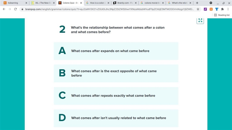 What's the relationship between what comes after a colon and what comes before?-example-1