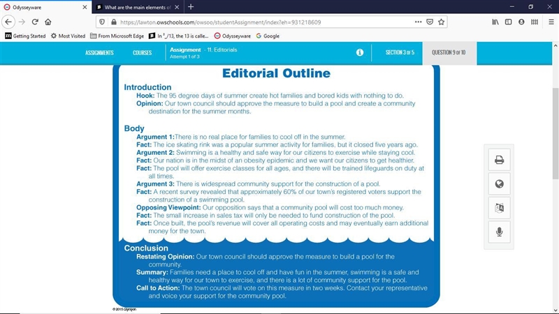 Using the outline below, write a conclusion to the editorial supporting the proposed-example-1