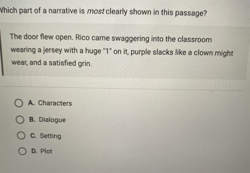 Which part of a narrative is most clearly shown in this passage?-example-1