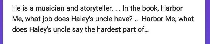 What family conflict does Haley's uncle mention when he tells the story of Haley's-example-1