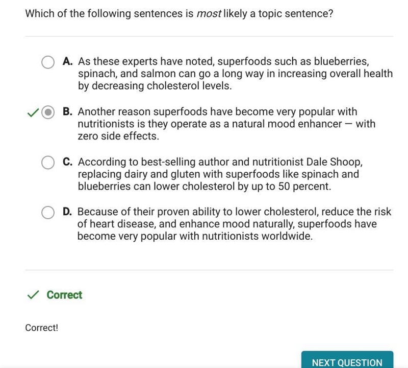 Which of the following sentences is most likely a topic sentence-example-1