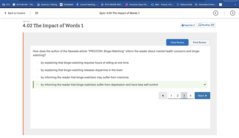 How does the author of the Newsela article "PRO/CON: Binge-Watching" inform-example-1