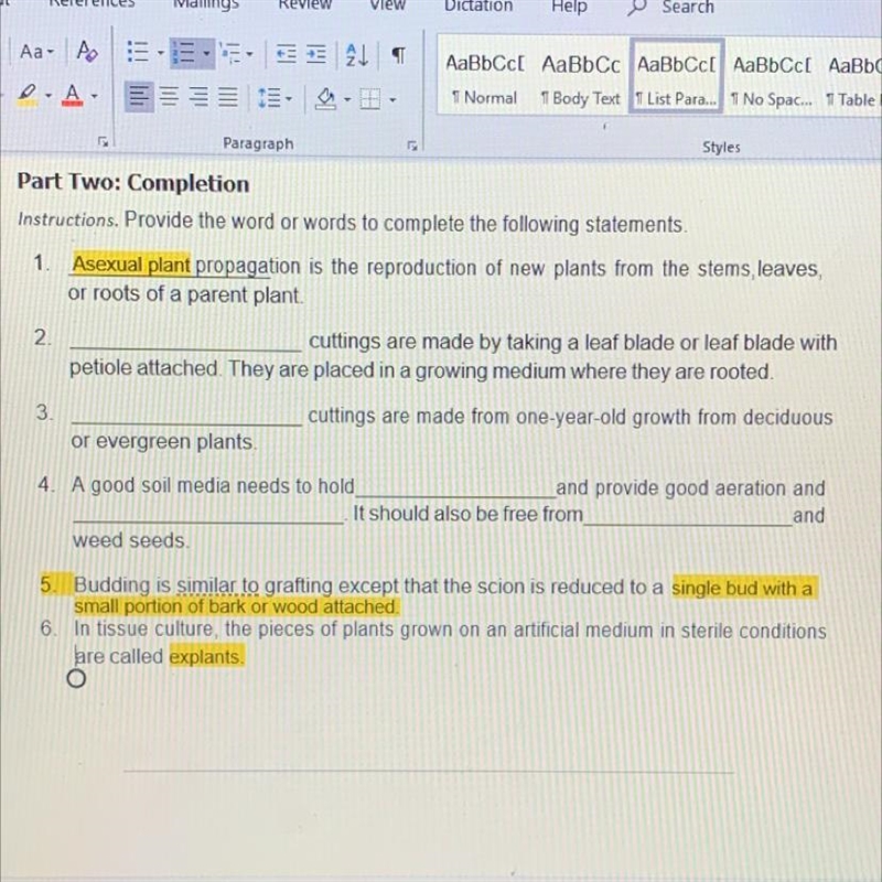 Help please Instructions. Provide the word or words to complete the following statements-example-1