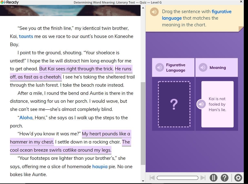 Drag the sentence with the figurative language that matches the meaning in the chart-example-1