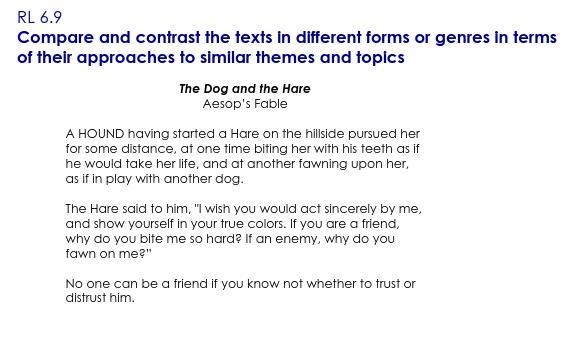 Comparing and contrasting texts in different forms or genres in terms of their approaches-example-1